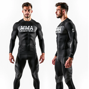 Rashguard personnalisé MMA, design personnalisé, coupe compressive, manches courtes, kimono de Jiu Jitsu, rashguard pour les séances de grappling - Product Image 2