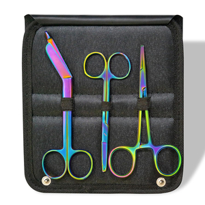 Trousse de Premiers Secours et de Pratique Clinique Infirmière avec Ciseaux à Pansements Bleus en Titane, Ciseaux à Coupes de Suture et Pinces à Moustiques - Product Image 1