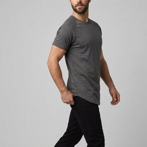 T-shirt pour homme à manches raglan, coupe classique, couleur unie, col rond, jersey de coton, décontracté, respirant, design uni, t-shirts pour homme - Product Image 4