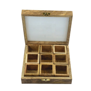 Boîte à épices en bois artisanale en forme de fleur, 7 compartiments, Masala Dabba avec cuillère pour le rangement en cuisine, écologique, vente en gros - Product Image 2