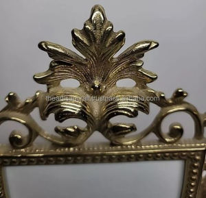 Artisan Craft Polished Brass Ornate <b>Frame</b> with Stand and <b>Mirror</b> Elegant Home Decoration Style for Love - Product Image 4
