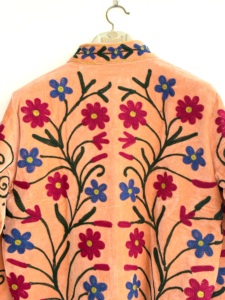 Chaqueta Bomber de Terciopelo 100% Algodón Ecológico con Bordado Floral Vintage, Cuello Mandarín y Mangas Largas para Mujer - Product Image 2