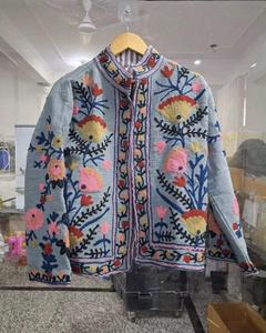 Bohemian Velvet <b>Machine</b> Embroidered Floral Letter Reversible Breathable <b>Knitted</b> Eco-Friendly Quilted Ethnic Cotton Linen/Nylon - Product Image 1