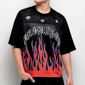 Vintage Streetwear Men's Sports Mesh Jersey Custom Number Printing Retro Mesh Jersey Boxy Fit Cropped American Football <b>Shirt</b> - Product Image 1