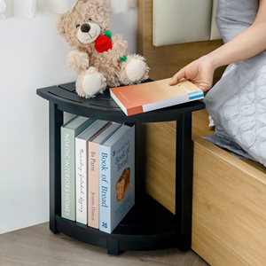 Acacia Wood Corner Stool Featuring Durable Hardwood Frame And Compact Design Suitable For Seating Storage And Corner Placement - Product Image 3