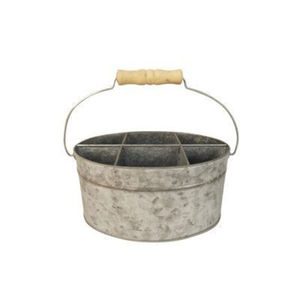 Organizador de utensilios de cocina de metal galvanizado rústico estilo granja con 4 compartimentos y asa para encimera. - Product Image 3