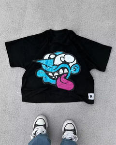 350gsm Fabricante personalizado Heavyweight Distressed Cropped Boxy Fit Camiseta Oversized Boxy Drop Shoulder T-shirt - Product Image 1