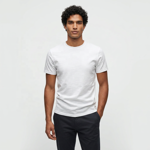 <b>Men's</b> <b>White</b> Short Sleeve O-Neck T-<b>Shirt</b> Regular Fit 100% Cotton Jersey Casual Solid Color Blank Design - Product Image 5