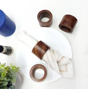 Hs Husnain <b>Crafts</b> Farmhouse Style Eco-Friendly <b>Wood</b> Napkin Rings <b>Circle</b> Design Durable Model 1108-round Shape for Party Decor - Product Image 2