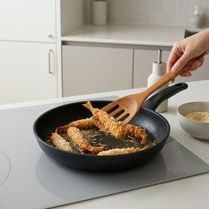 Spatule de cuisine décorative en bois d'acajou massif, durable, faite à la main, naturelle, avec fentes, ustensiles de cuisine - Product Image 1
