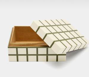 <b>Grey</b> Brown Dual Tone Stripe Resin Inlay MDF Decorative <b>Box</b> Handmade Organizer for Jewelry and Contemporary Home Decor - Product Image 4