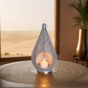 Radiant Silver Moroccan <b>Lantern</b> with Intricate Metal Filigree <b>Tealight</b> Candle Holder for Home Wedding Ramadan Decor - Product Image 1