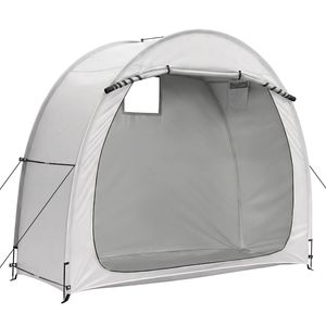 Tenda/Capanno per Biciclette Grigio Chiaro 6.8x2.6FT con Telaio in Fibra di Vetro e Tessuto Oxford 210D PU Argentato - Product Image 3