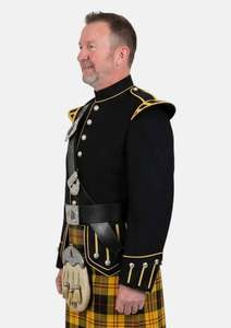 Veste doublette écossaise noire pour homme, uniforme de tambour-major de fanfare - Product Image 3