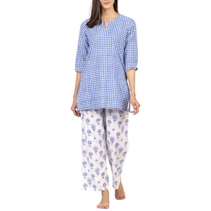 Vente en gros – Haut de qualité supérieure 100 % coton imprimé animalier, col en V, taille élastique, manches longues, respirant, écologique, antibactérien pour femme - Product Image 6