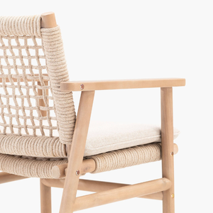 Rattan Rope <b>Chair</b> With Teak Wooden Frame Material and Modern Style For Home Furniture Decoration and <b>Garden</b> Set - Product Image 4