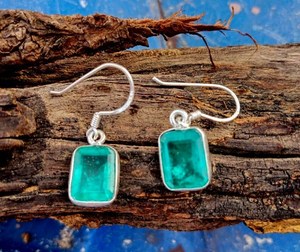 Paraiba Tourmaline Earrings Neon Blue Octagon Shape Luxury Sterling Silver Gold Plated Elegant Anniversary <b>Gift</b> for Women - Product Image 3
