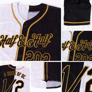 เสื้อเบสบอลแฟชั่นสีขาว-ดำ-ทองโบราณ แบบสปลิต แท้ พร้อมพิมพ์ลายแบบซับลิเมชั่น โลโก้สีตามสั่ง สร้างแบรนด์อย่างมืออาชีพ - Product Image 6