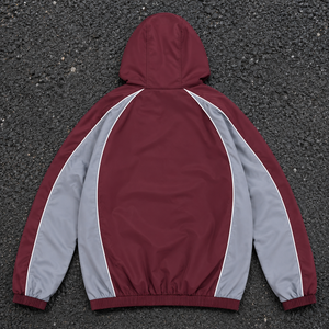 Survêtement de jogging réfléchissant en nylon avec logo personnalisé, coupe-vent pour homme, ensembles en nylon avec bandes blanches, vestes pour homme - Product Image 5