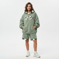 Ensemble 2 pièces pour femme en molleton de coton, coupe ample, manches longues, motif lettres imprimé, sweat-shirt décontracté avec cordon de serrage