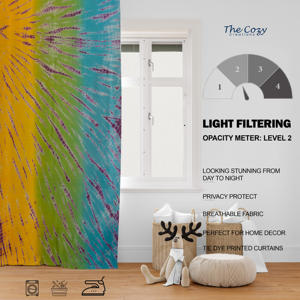 Cortina de Algodón con Estampado Tie Dye de Primera Calidad, Decorativa para Ventanas, para Sala de Estar, Hotel, Venta al por Mayor en India - Product Image 6