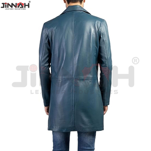 เสื้อโค้ทหนังทรงยาวสำหรับผู้ชาย ฤดูหนาว แฟชั่นทันสมัย ทรงเข้ารูป ราคาขายส่ง เสื้อโค้ทหนังกันหนาวสำหรับกิจกรรมกลางแจ้ง - Product Image 5