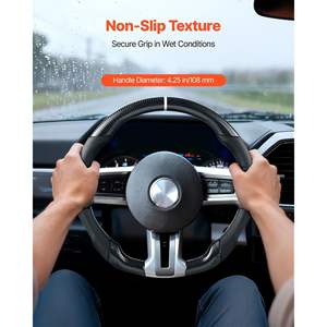 Volante de Cuero con Base Plana en Forma de D de Fibra de Carbono para Ford Mustang 2010-2014, Textura Antideslizante Precisa, Negro - Product Image 5