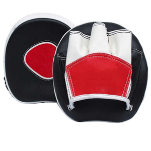 Faux Leather Training Gloves <b>Half</b> Finger <b>Slip</b>-On Black Red White Adults Martial Arts Sparring Focus Mitts - Product Image 1