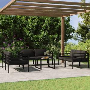 Ensemble de salon de patio en aluminium anthracite de 7 pièces avec coussins confortables pour mobilier d'extérieur - Product Image 1