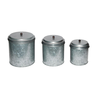 Juego de 3 recipientes galvanizados para azúcar, té y café, caja de almacenamiento para cocina, juego de recipientes decorativos para encimera con tapa - Product Image 1