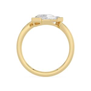 Bague en diamant de laboratoire taille marche, sertie demi-cerclée, marquise, ovale, pour femme, en or rose, or blanc, or jaune, diamant - Product Image 4