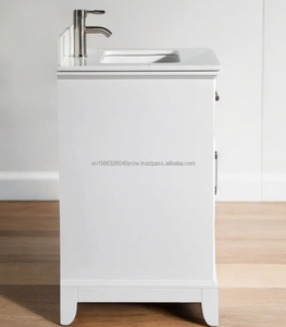Espejo de tocador moderno de 24 pulgadas de madera maciza para montar en el suelo, conjunto de mueble de tocador individual de diseño elegante con espejo de lavabo único para baño 1 - Product Image 6