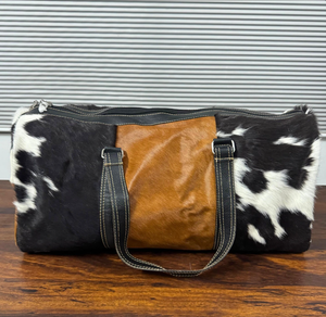 Hair Cowhide Leather Duffle <b>Bag</b> Genuine Leather Fashion Zipper Portable <b>Travel</b> <b>Bag</b> Vintage Weekend <b>Large</b> <b>Capacity</b> Carry - Product Image 1