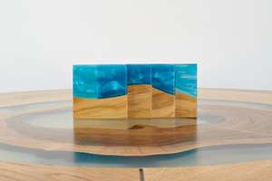 Premium Luxury Blue River Resin <b>Square</b> Lightweight Eco-Friendly Table Coaster - Product Image 2