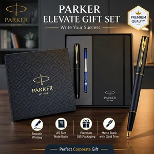 Custom Logo Matte Black <b>Gold</b> Trim Metal Promotional Ballpoint <b>Pen</b> Set UV Printing Corporate Gift Box Office Use Parker05 Model - Product Image 1