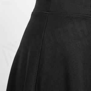 Jupe courte trapèze pour femme, noire unie, taille élastique, confortable, en tissu spandex et polyester, pour toutes les saisons - Product Image 5