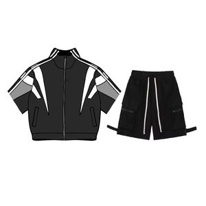 Conjunto de Chaqueta y Pantalones Cortos Deportivos para Hombre, Chaqueta Cortavientos con Bloques de Color Personalizados - Product Image 4