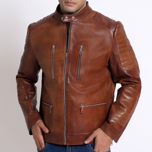 Men Leather <b>Jacket</b> Professional Style Leather Outerwear Comfortable Fit Durable Material Classic Design For Casual Wear Travel - Product Image 1