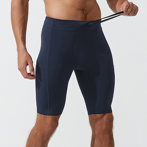 <b>Men</b> Compression <b>Shorts</b> High Waist Elastic Quick Dry With Pockets Solid Color Sporty <b>Bermuda</b> Fit Spandex Polyester - Product Image 5