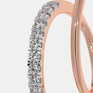 Pendientes de Aro en Oro Rosa con Diamantes Redondos de Corte Brillante, Diseño Geométrico Minimalista para Mujer, Uso Diario - Product Image 3