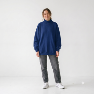 Soft Loose Oversized Women <b>Mock</b> <b>Neck</b> Sweatshirt Casual Daily Street <b>Tops</b> Customized Logo Printing - Product Image 1