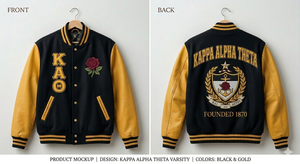 Chaqueta Letterman Alpha Theta, Chaqueta Bomber Vintage, Chaqueta Universitaria, Chaqueta Sorority Greek Line, Chaquetas Griegas, Abrigo Letterman - Product Image 2