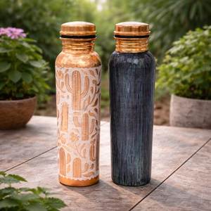Copper Water Bottle 1L Leakproof <b>Cap</b> Ayurvedic Detox Yoga Wellness Drinkware Eco Friendly OEM Bulk Supplier India - Product Image 6