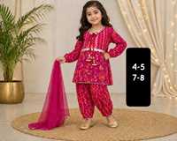Salwar Kameez traditionnel pour filles, en coton, imprimé floral, coupe ample, longueur cheville, jaune vert, tenue de fête, Inde Pakistan, 3-4 4-5