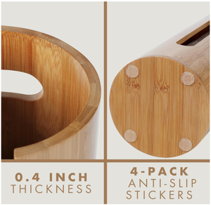 Porte-rouleau de papier toilette en bambou avec couvercle de rangement, durable, design classique, pour rouleaux de papier toilette et lingettes - Product Image 3
