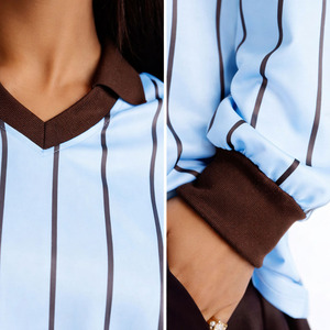 Chemise bleu clair personnalisée unisexe avec rayures noires, maillot de football américain surdimensionné, respirant, en polyester, à séchage rapide, chemise de sport - Product Image 3