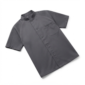Unisex <b>Short</b> <b>Sleeve</b> Chef <b>Jacket</b> Cotton Polyester Blend Button Closure Custom Logo Digital Printing Restaurant Bar Uniform Wholes - Product Image 3