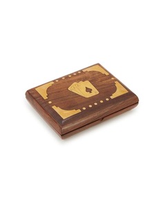 Porte-cartes de poker artisanal en bois, double jeu de cartes, avec couvercle à charnière, organiseur de rangement pour cartes à jouer - Product Image 4