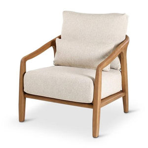 Teak Wood <b>Garden</b> Sofa Set with Three Seat Bench Single Armchairs Rectangular Coffee <b>Table</b> and Removable Cushions - Product Image 1