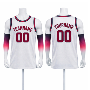 เสื้อบาสเก็ตบอลสีขาวแบบกำหนดเองพร้อมปลอกแขน เสื้อทีมตาข่ายแขนกุดสำหรับผู้ชาย พิมพ์ชื่อและหมายเลขแบบซับลิเมชั่นตามสั่ง - Product Image 1